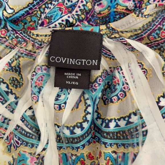 Covington Teal Bling Paisley Print Blouse - Picture 12 of 12